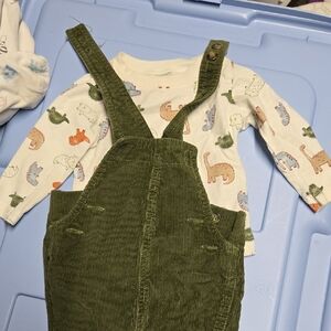 Dino Corduroy Baby Overalls